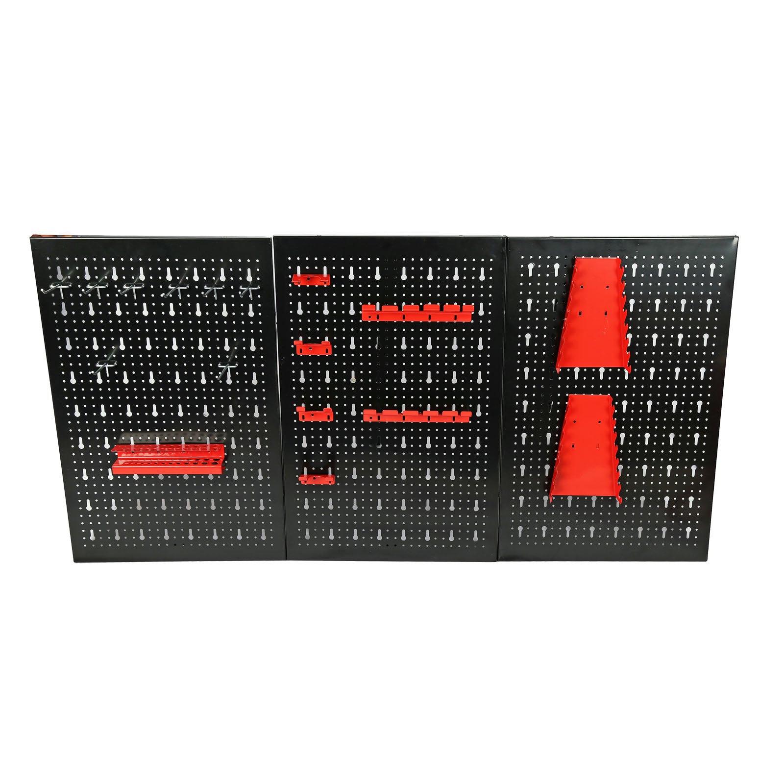 Parete portattrezzi da officina 120x60cm 3 pannelli forati 17 ganci varie dimensioni