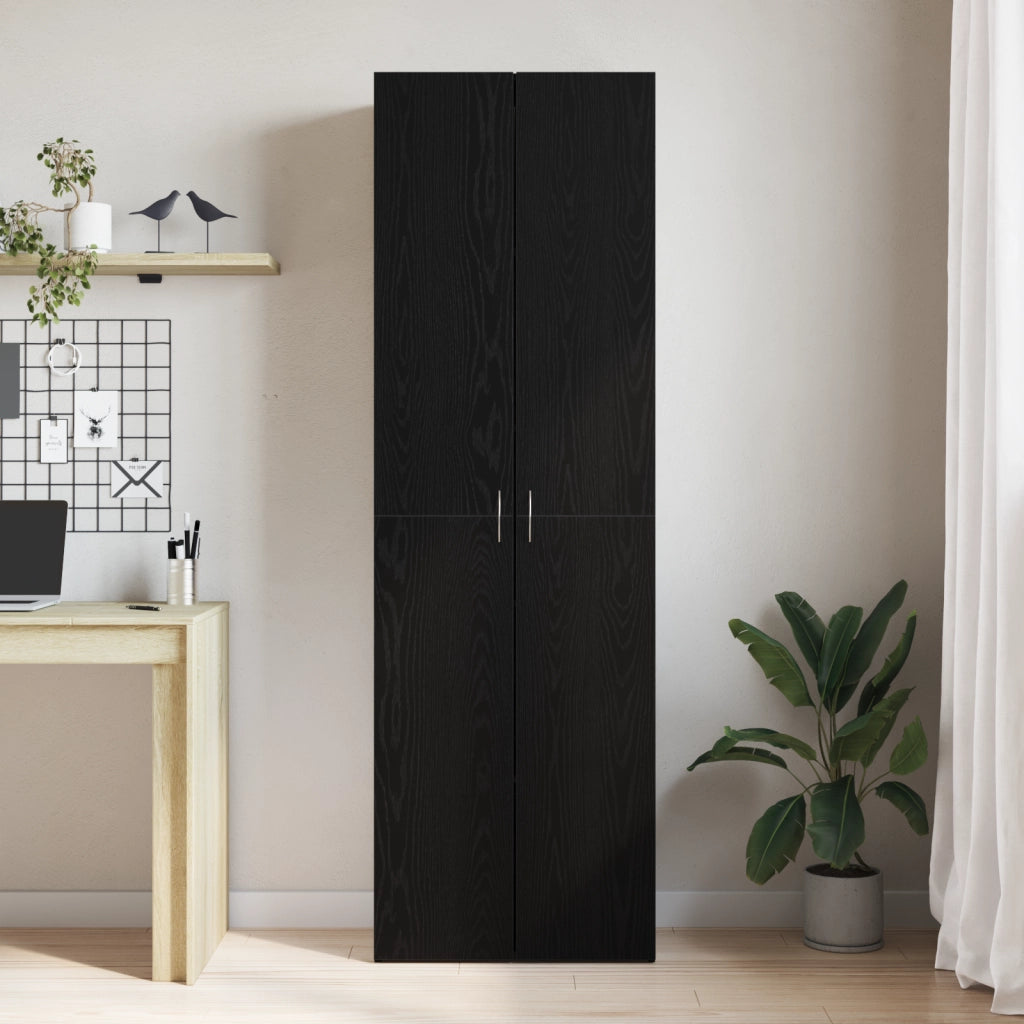 Armadio da Ufficio  Nero Rovere 60x32x190 cm in Legno Ingegnerizzato