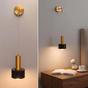 Applique Pendente Design Moderno Bronzo e Nero Lampada da Parete a Sospensione E27 Regolabile per Comodino Interni Soggiorno Corridoio