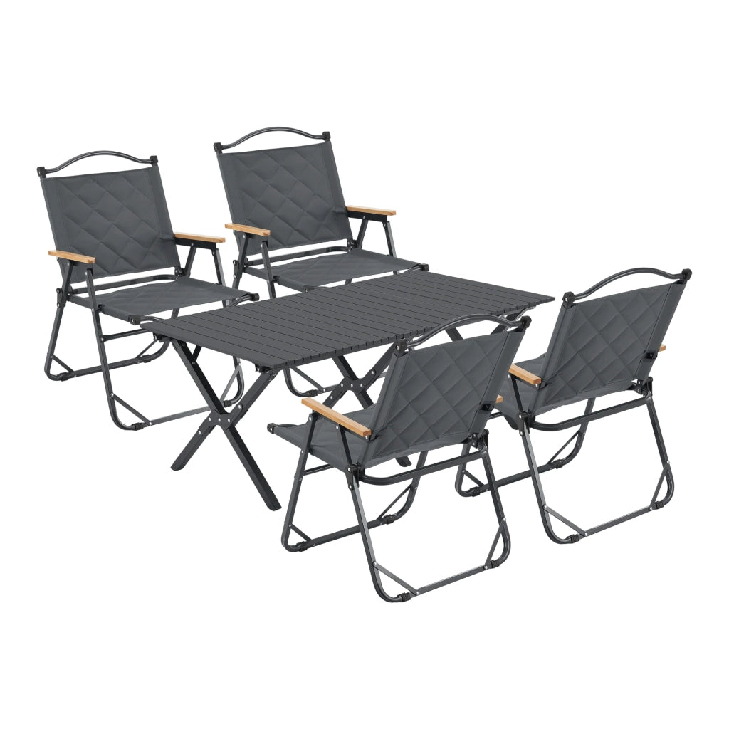 Set tavolo e 4 sedie da campeggio in tessuto Oxford 600D grigio 03_0010695