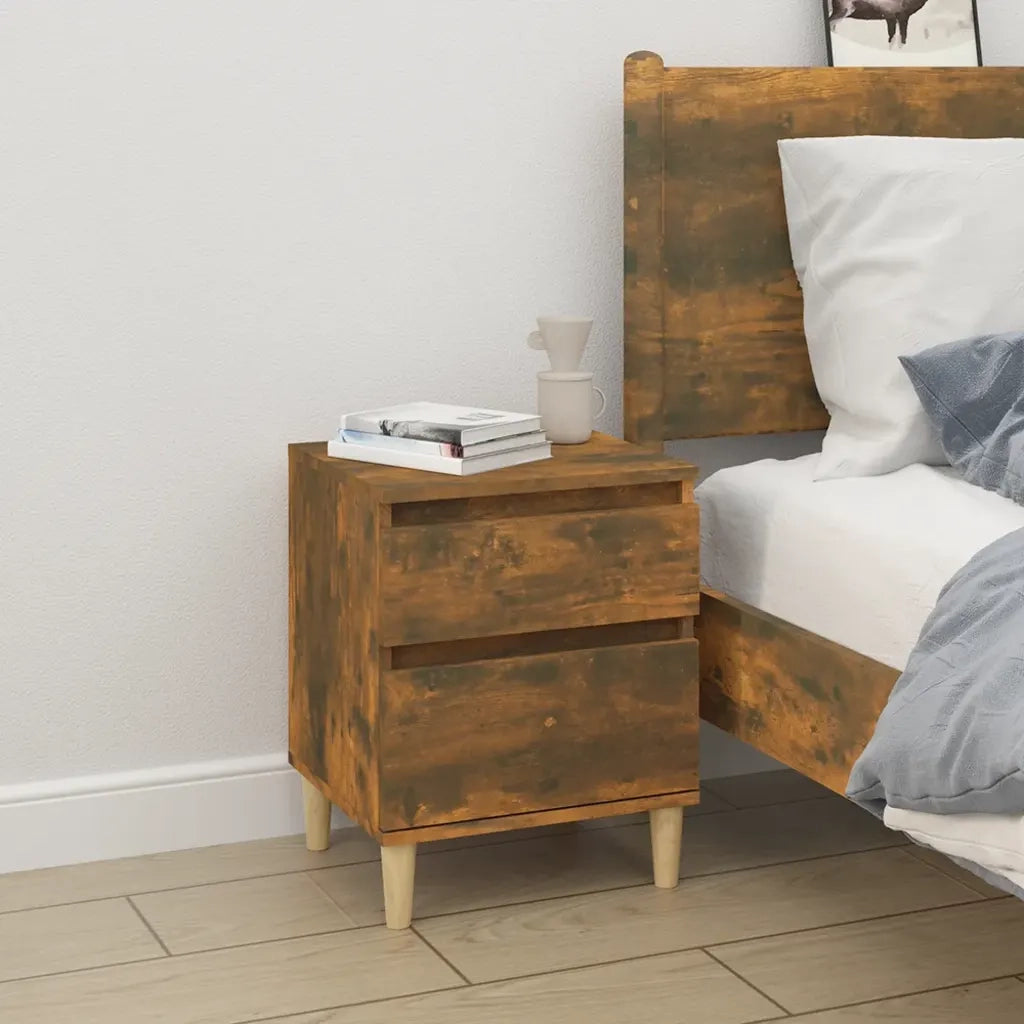 Set di 2 Comodini | Armadio da Notte | Mobiletto da notte Rovere Fumo 40x35x50 cm
