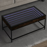 Tavolino da Salotto con LED Infinity Rovere Fumo 90x50x41 cm