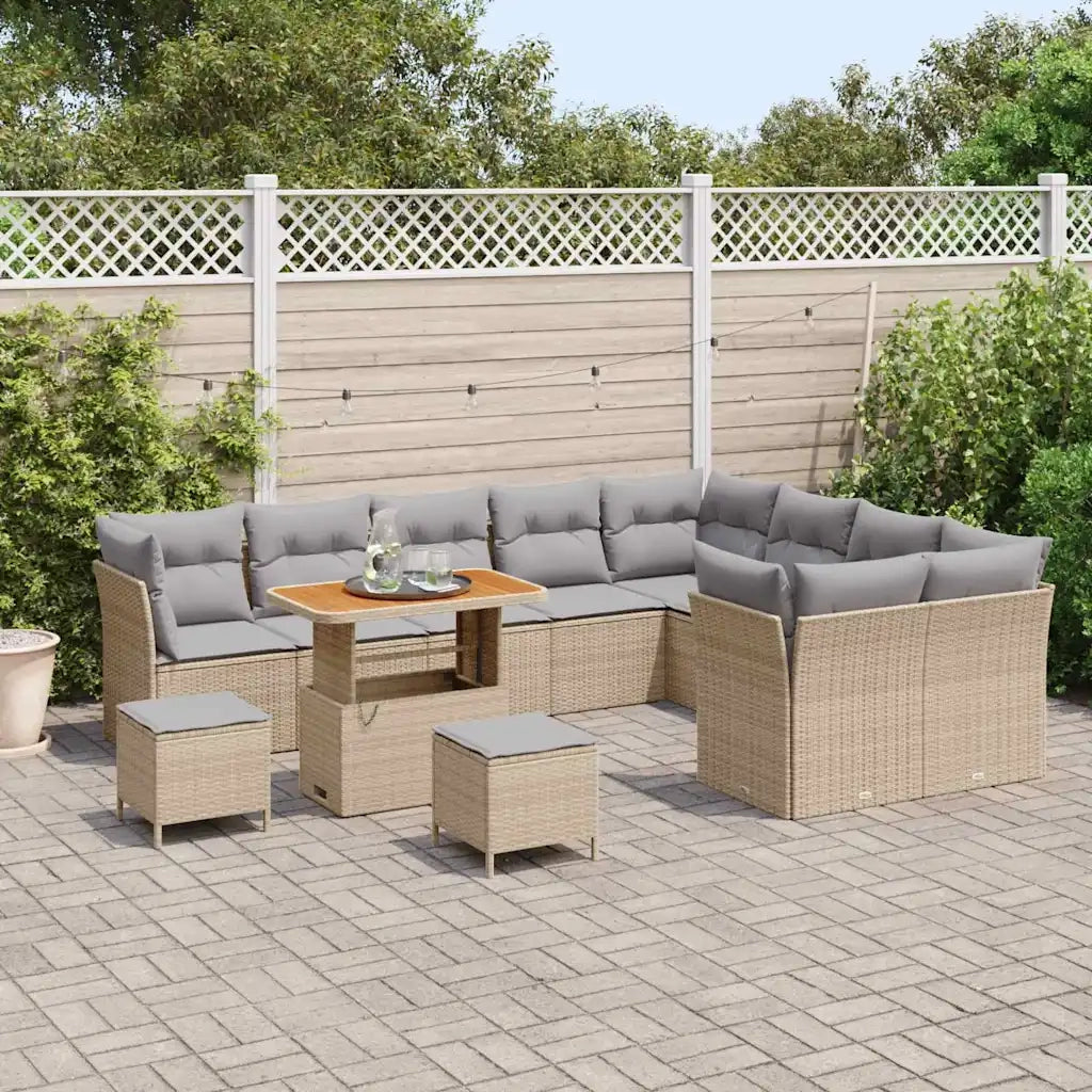Set Divano da Giardino 12 pcs Beige polyrattan
