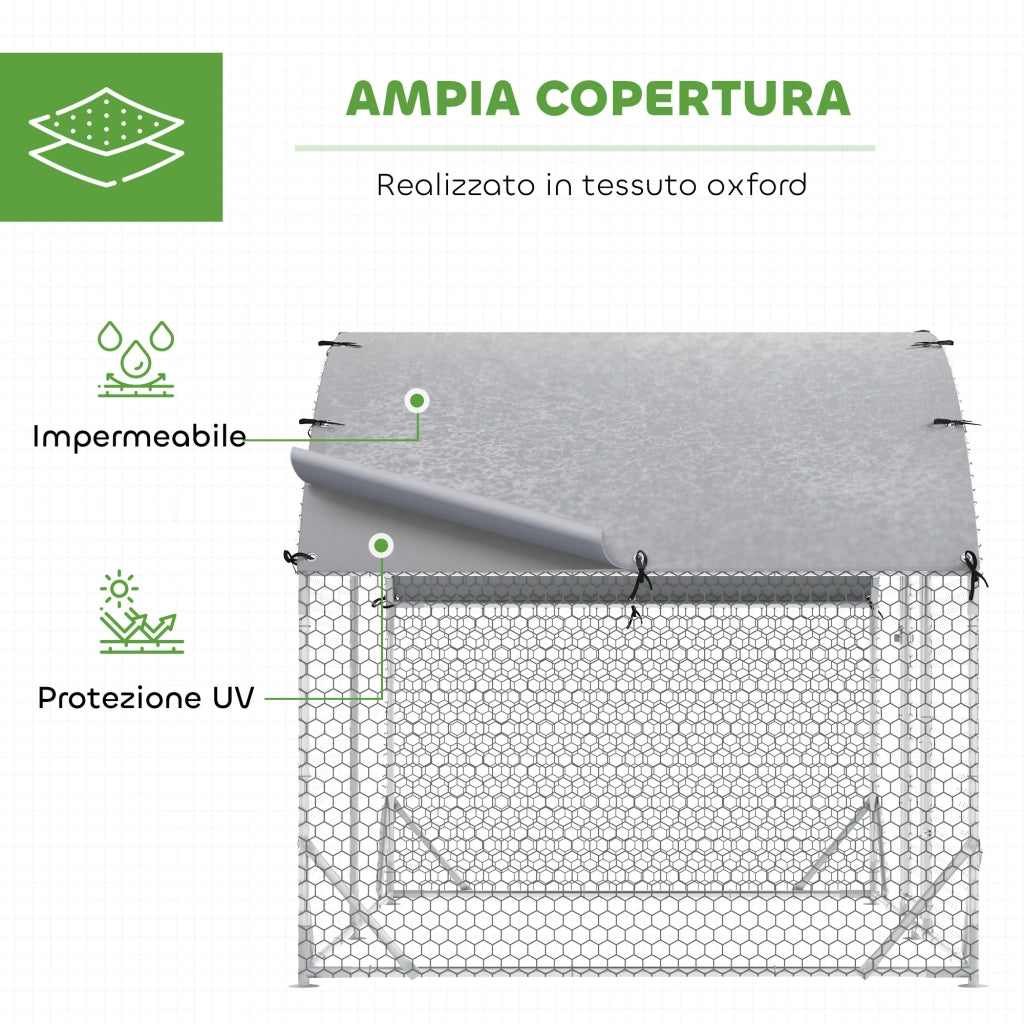 Recinto per Galline in Metallo Galvanizzato ¨C Zephmum ¨C Argento 280x190x197 cm