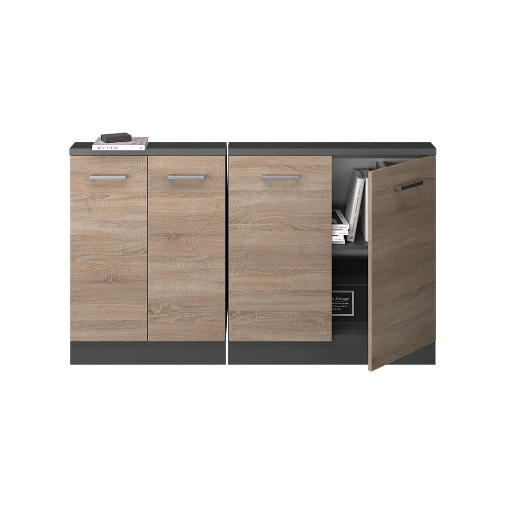 Mobile cucina sottotetto R-Line Sonoma/Antracite 140 cm Set di 2 Vicco