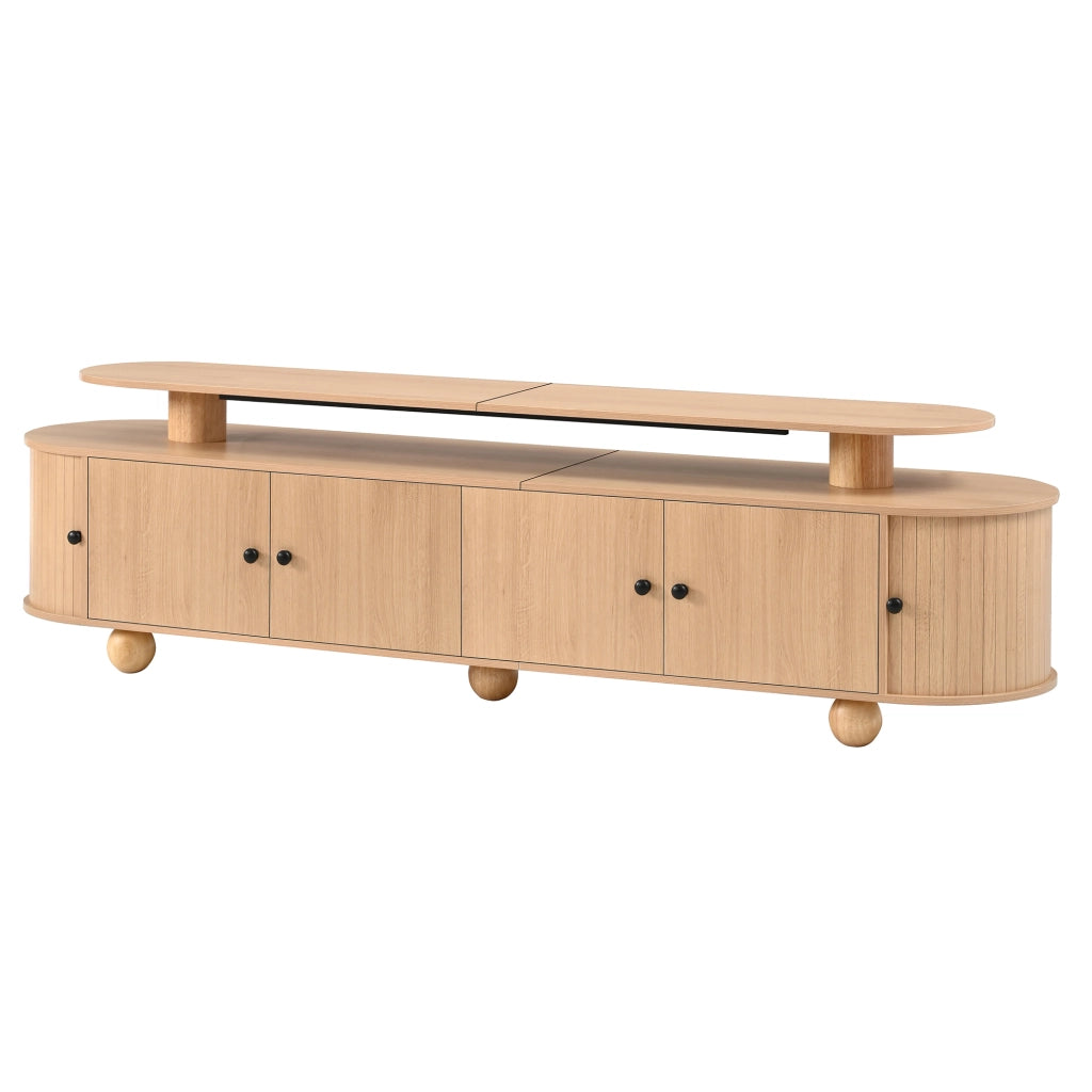 Mobile TV con 4 ante piene e 2 ante scorrevoli; LED ambiente; per soggiorno; in MDF; naturale; 180 × 40 × 48 cm