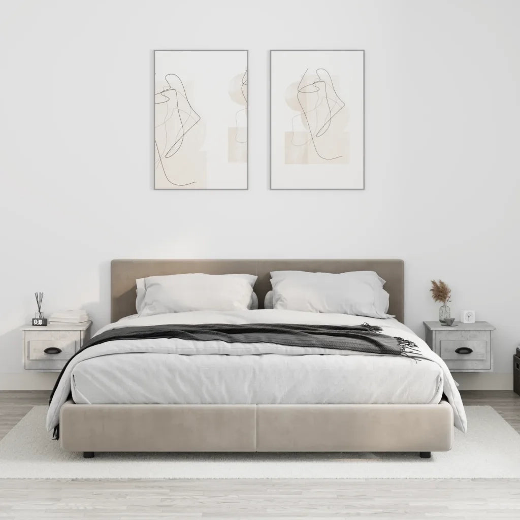 Comodini a Parete 2 pz-Set di 2 Tavolino da notte Grigio Cemento 41,5x36x28 cm