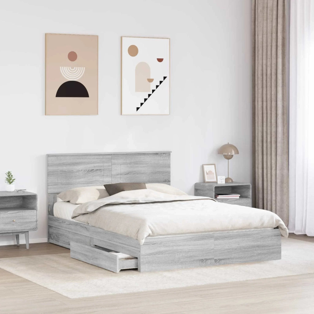 Letto con Contenitore con testiera Grigio Sonoma 160 x 200 cm