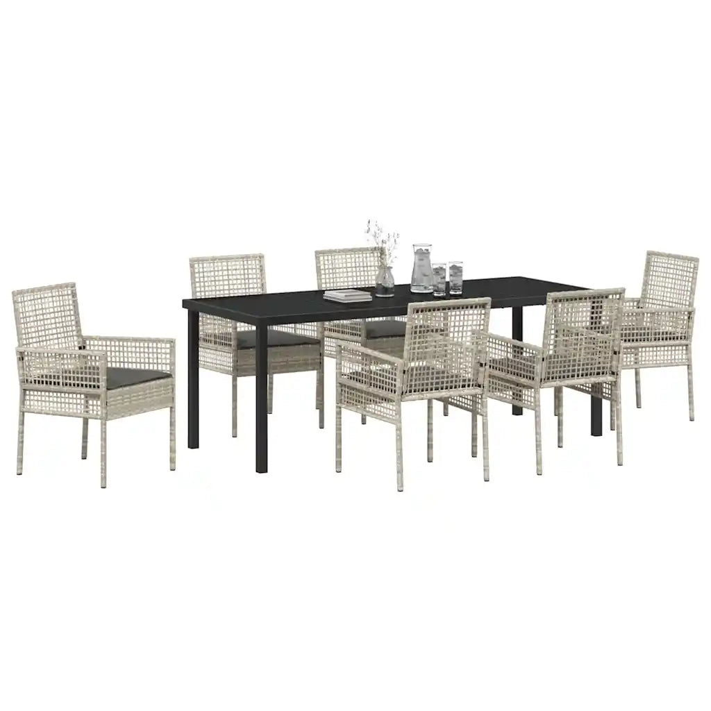 Set da Pranzo per Giardino 7 pcs Grigio chiaro polyrattan 3379903