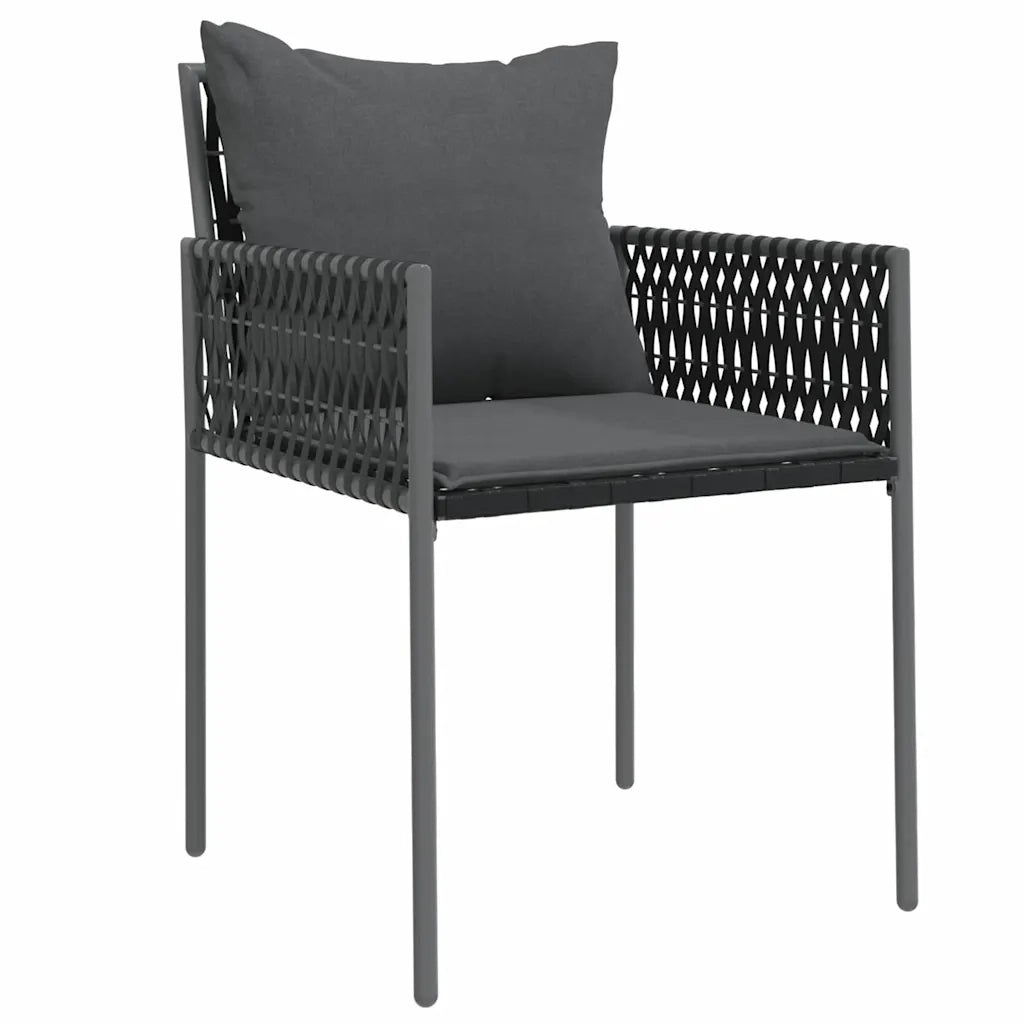 Set da Pranzo per Giardino 9 pcs Nero e Grigio Rattan in PE 3379106