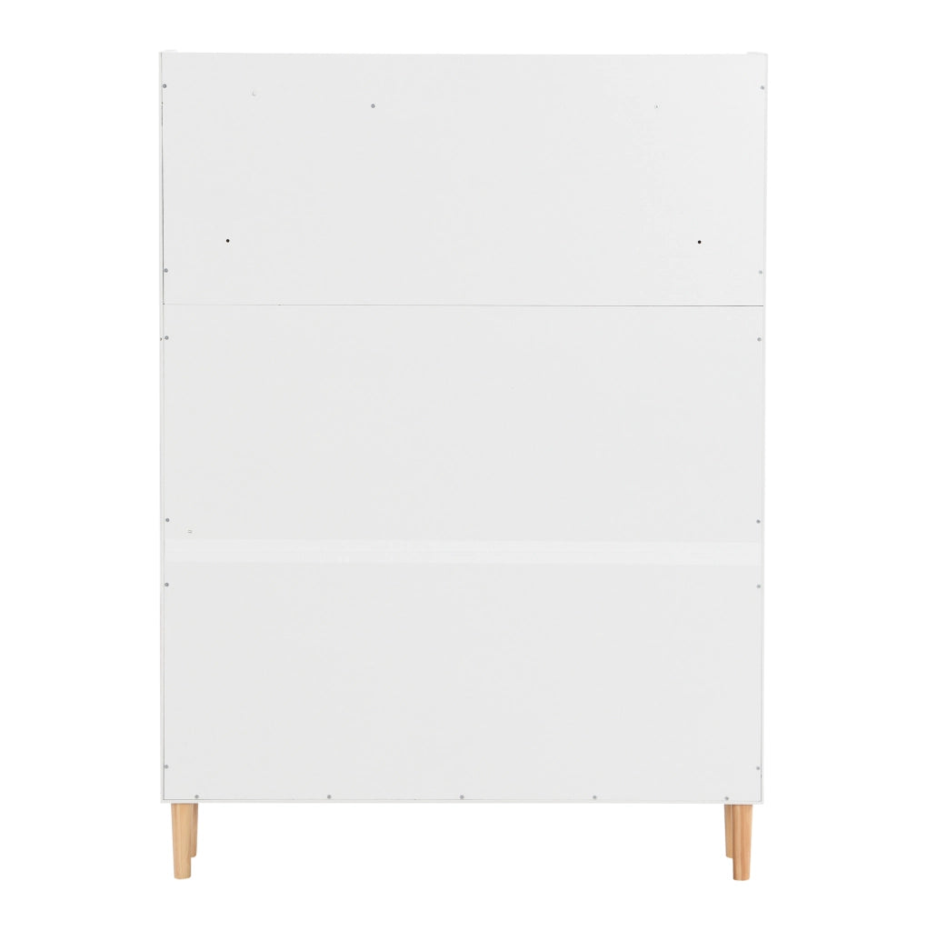 Scarpiera slim con ante a ribalta, MDF, naturale e bianco