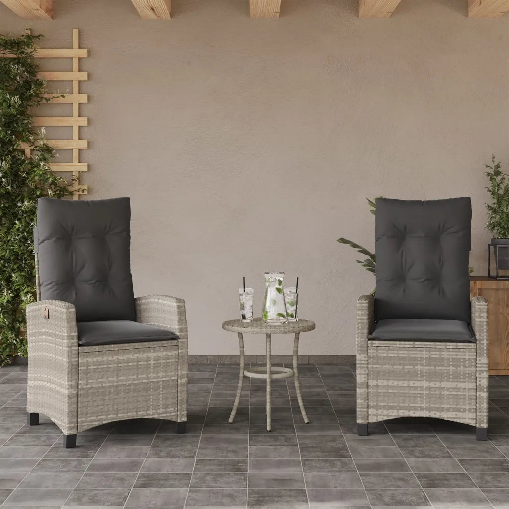 Sedie Reclinabili Giardino 2 pz | Sedie da Esterno Cuscini Grigio Chiaro Polyrattan