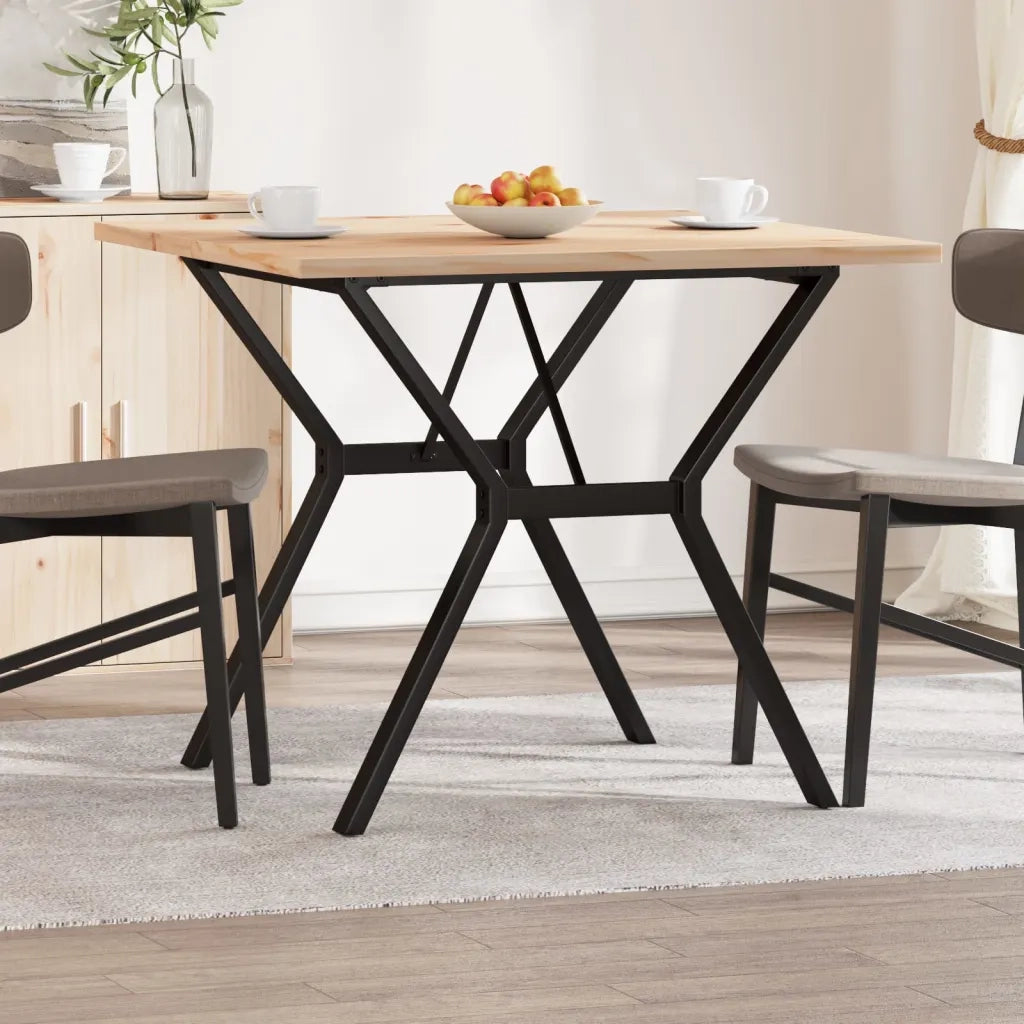 Tavolo da Pranzo Telaio a Y 90x90x75,5 cm Legno Pino e Acciaio