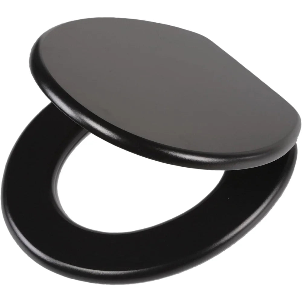 Tiger leatherlook sedile per wc, acciaio inox, mdf, nero, 43,3 x