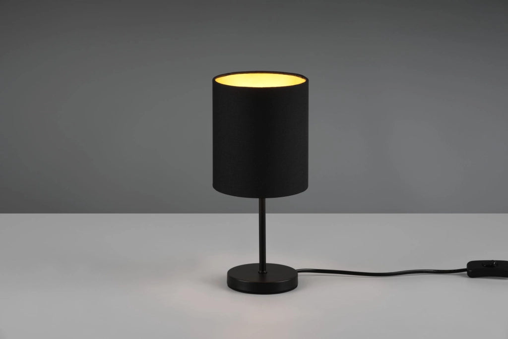 JERRY LAMPADA DA TAVOLO METALLO NERO E PARALUME NERO E ORO H. 28,5CM 1 LUCE ATTACCO E14