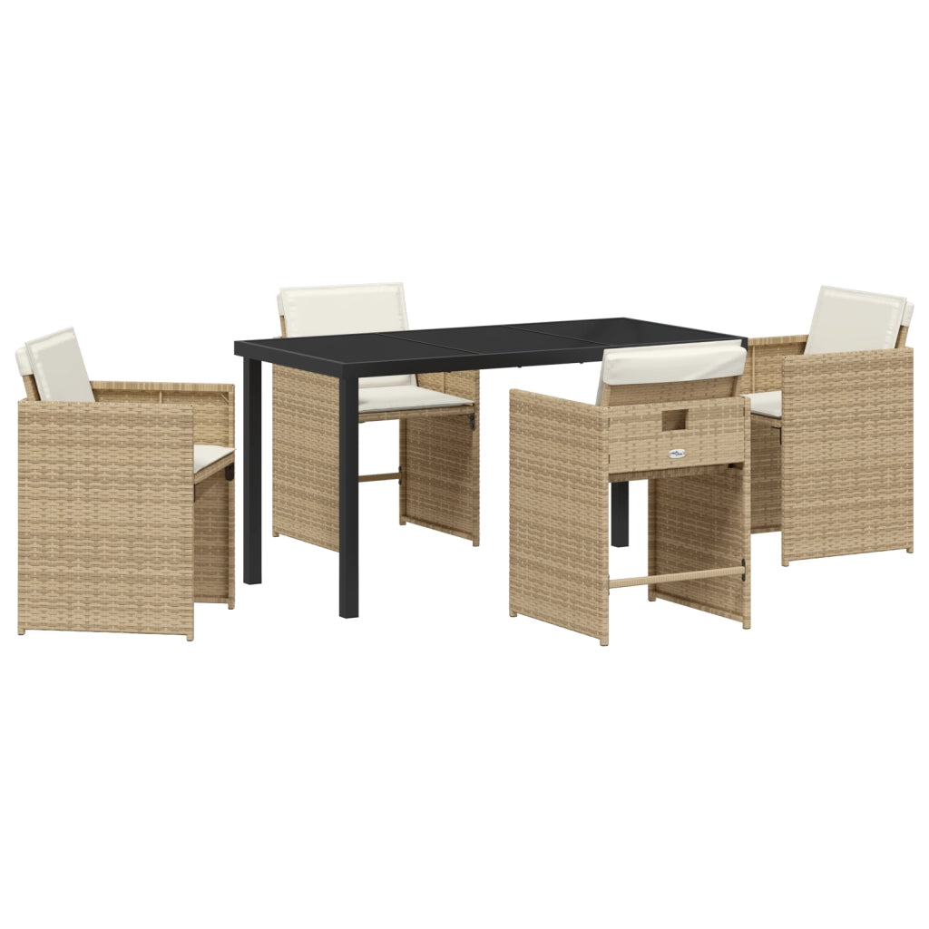 Set di 5 pezzi da giardino con cuscini Beige Polirattan