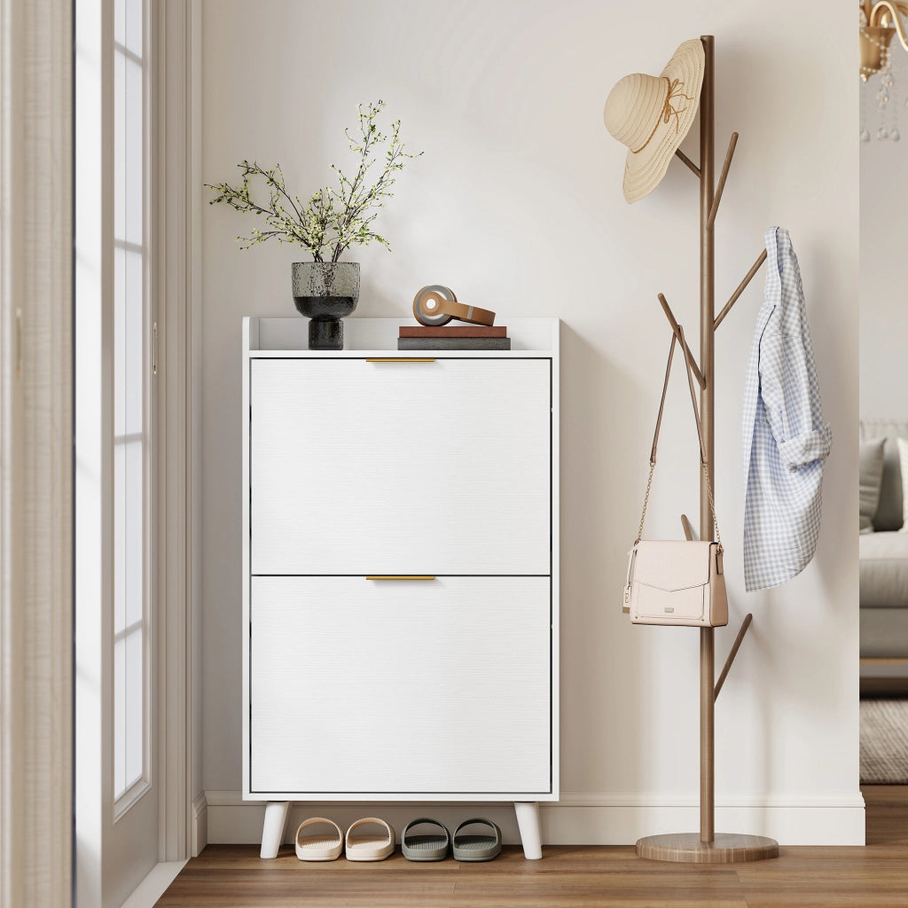Scarpiera 12 paia con 2 cassetti e ripiani regolabili ¨C Zephmum ¨C Bianco
