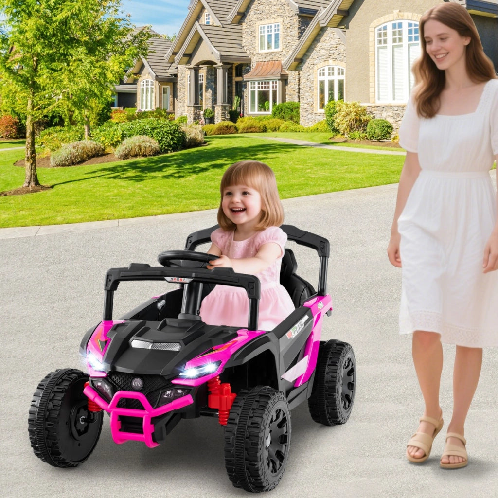 Auto elettrica 12V per bambini 3 velocit¨¤ luci LED clacson e sospensioni a molla, UTV fuoristrada con telecomando Rosso-Macchinine giocattoli