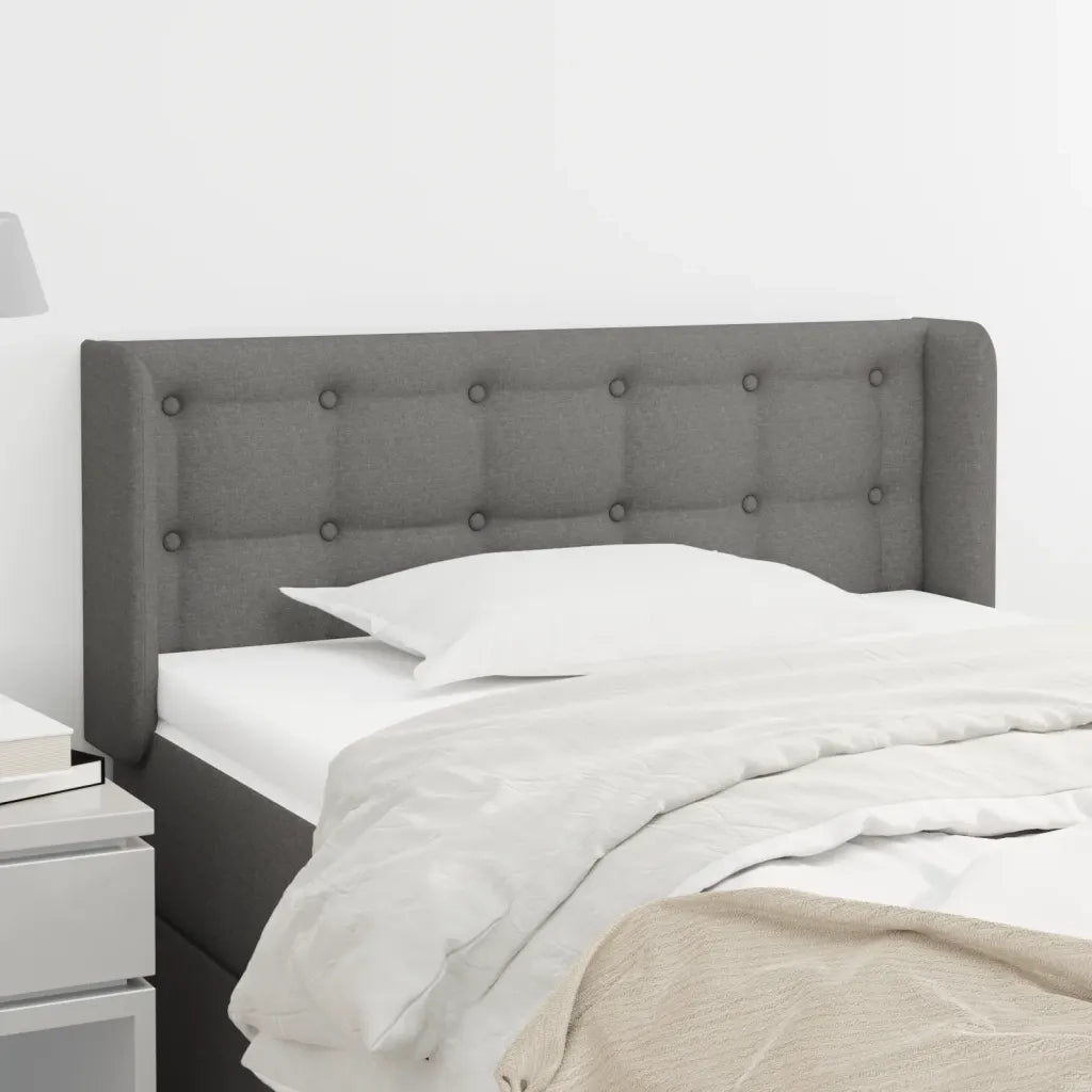 Testiera | Testata ad Orecchio Grigio Scuro 103x16x78/88 cm in Tessuto