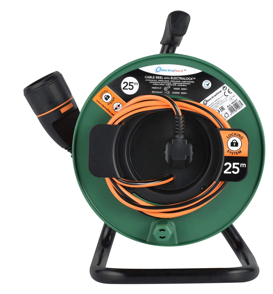 Avvolgicavo con Presa a Meccanismo Blocco Art 49237 Electraline 25 mt