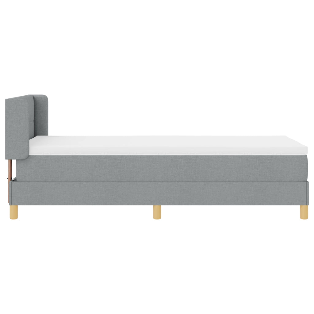 Letto Box Spring  con Materasso Grigio Chiaro 100x200 cm Tessuto