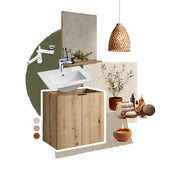 Set mobili bagno 50 cm con piano e lavabo da appoggio Gaja Nova Oak 50 x 1401 x 40 cm