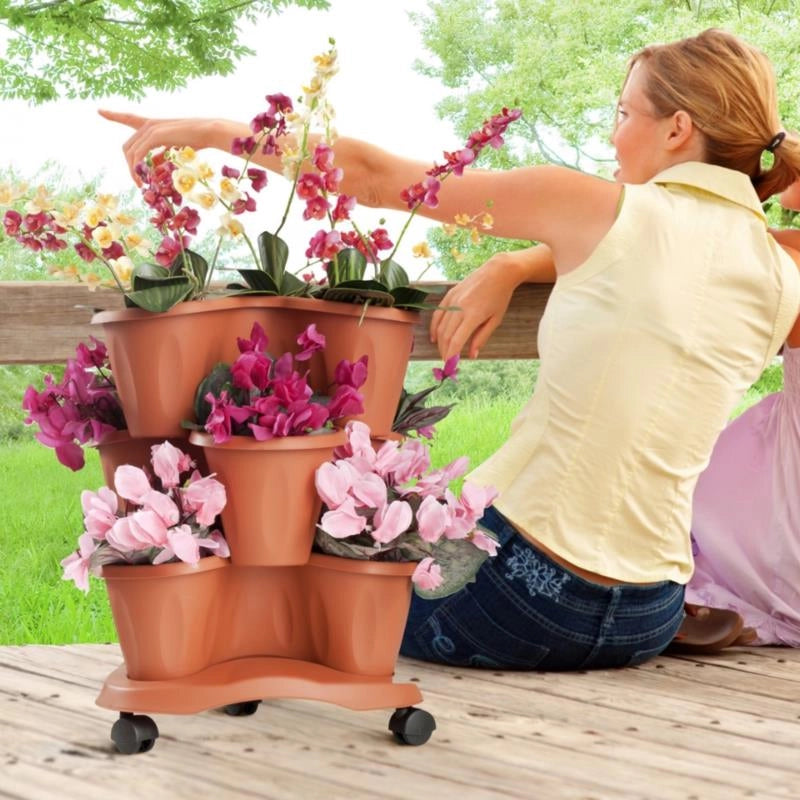 VASO TRIFOGLIO 40X16 CM COLORE TERRACOTTA 6 LT