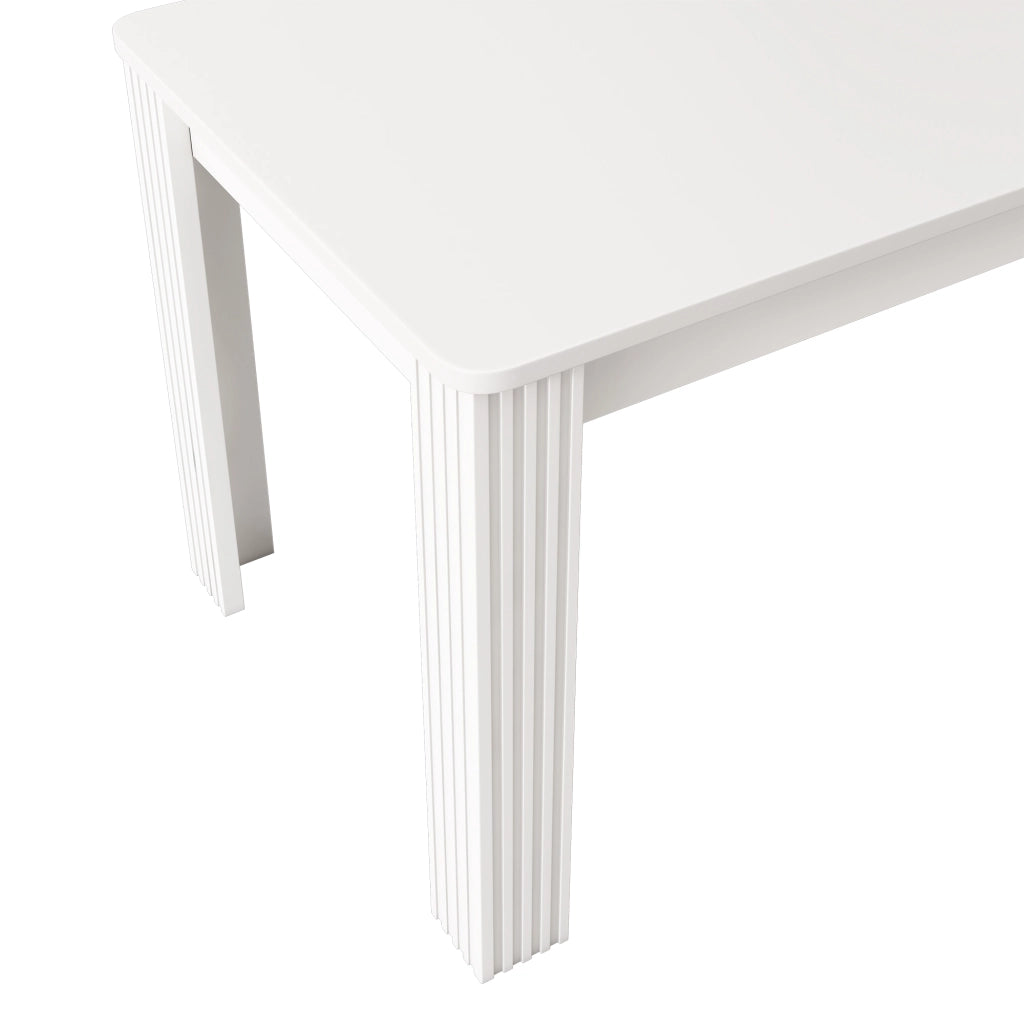 Tavolo da pranzo con piano ampio e 4 gambe stabili, in truciolare, per cucina e sala da pranzo, bianco moderno