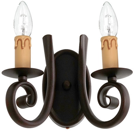 Applique Faust 2 luci E14 rame ruggine metallo Luminex