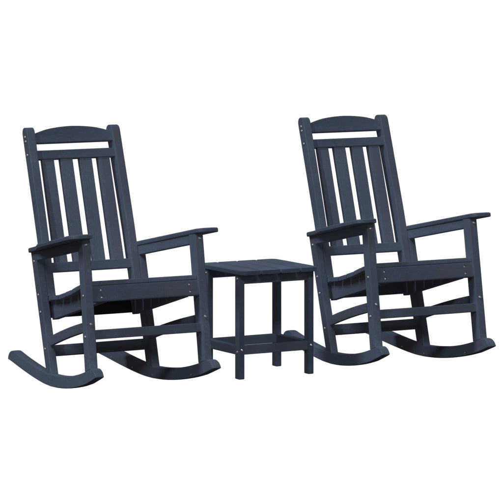 Set Lounge Giardino  3 Pezzi Blu Navy HDPE