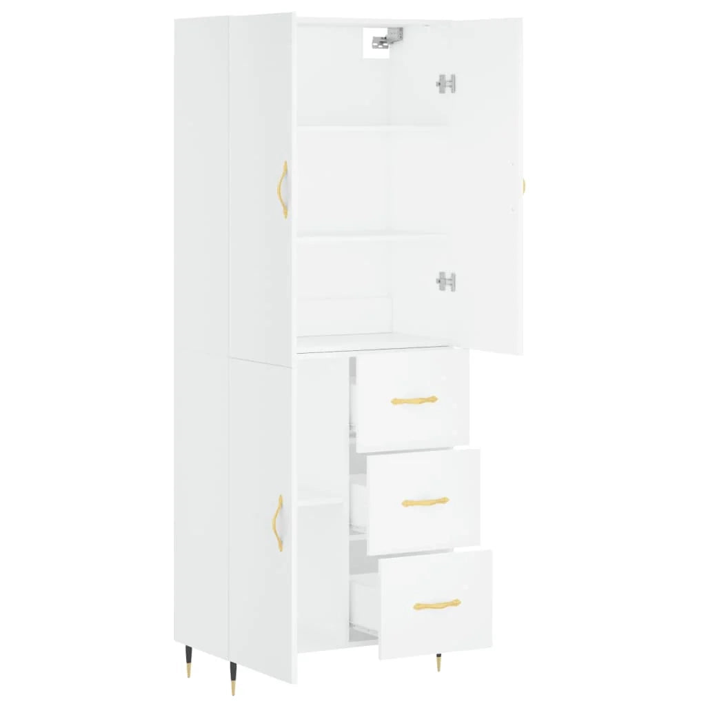 Buffet credenza cassettiera armadio mobile contenitore organizer cucina soggiorno salotto alto 69,5 x 34 x 180 cm legno ingegnerizzato bianco 02_0032667
