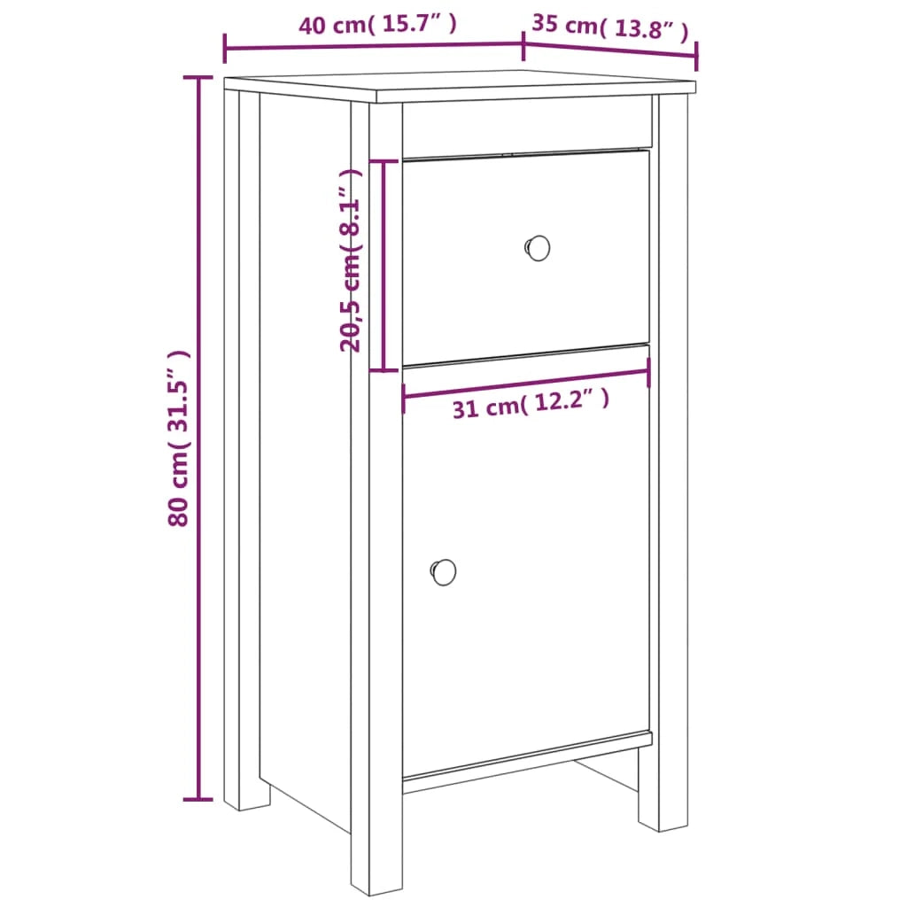 Buffet credenza cassettiera armadio mobile contenitore organizer per cucina soggiorno salotto 40 x 35 x 80 cm legno massello di pino marrone 02_0035749