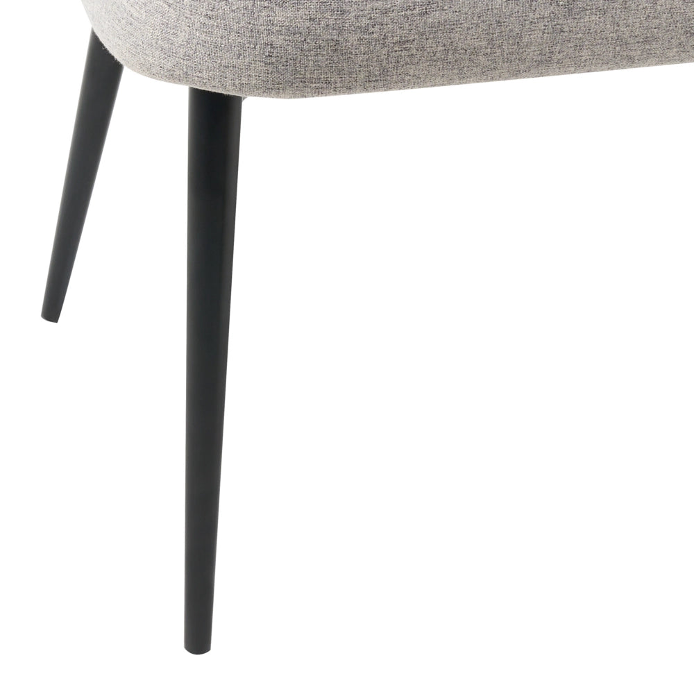 Divano da cucina Rivestimento in tessuto grigio chiaro Struttura in metallo a 2 posti Gambe nere Panca