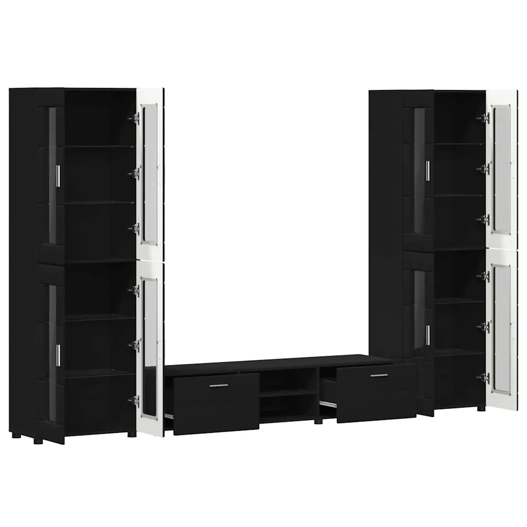 Set mobile TV con cassetto FLORIN 3 pcs Nero Legno multistrato