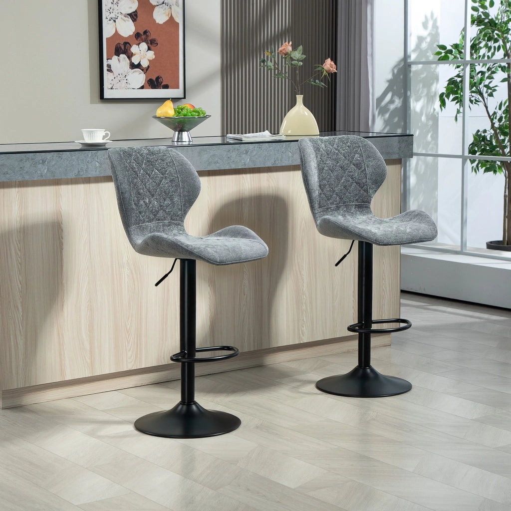 Sgabelli da Bar Set 2 Pezzi ¨C Xylo ¨C Regolabili in Altezza, con Schienale, Girevoli, Grigio