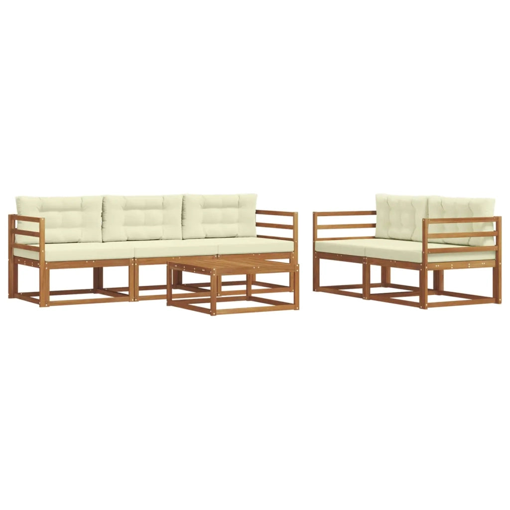 Set di divani da esterno con cuscino 6 pcs Naturale e Crema
