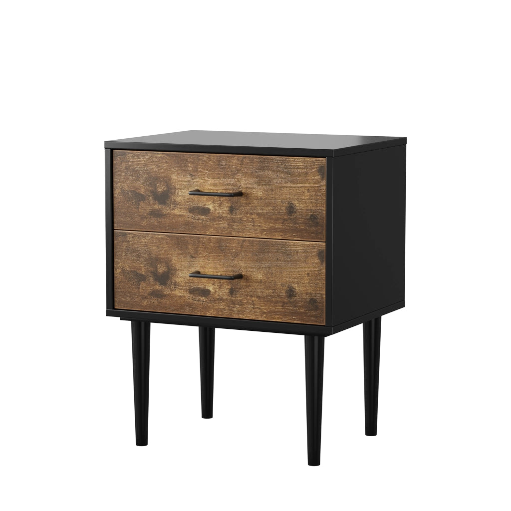 Tavolino da notte con 2 cassetti; tavolino multifunzionale per camera e soggiorno; in MDF; marrone antico; 61.5 × 45.0 × 16.3 cm