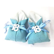 Trade Shop - Set 12pz Sacchetto Colorato Numero 18 Anni Juta 10x13cm Bomboniera Portaconfetti - Azzurro