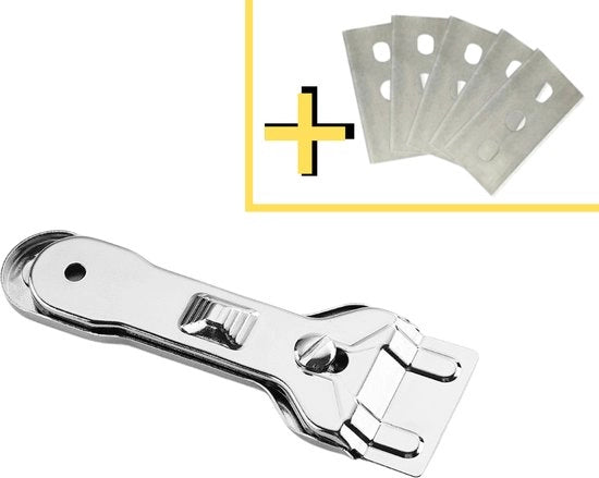 Schrappatrice per Piastra con 5 Mescole di Ricambio per Piastra Ceramica / a Iodo / Induttiva - Schrappatrice per Vetro - Schrappatrice per Vetro con Mescole - Acciaio Inossidabile - 5 mescole extra