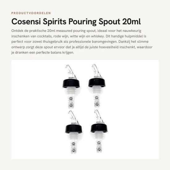 Set di 4 Spout per Versare 20ml - Dispensatore di Alcol - Misuratore di Cocktail/Bevande - Riciclabile - Per Vino/Whiskey - Spout per Fiasco