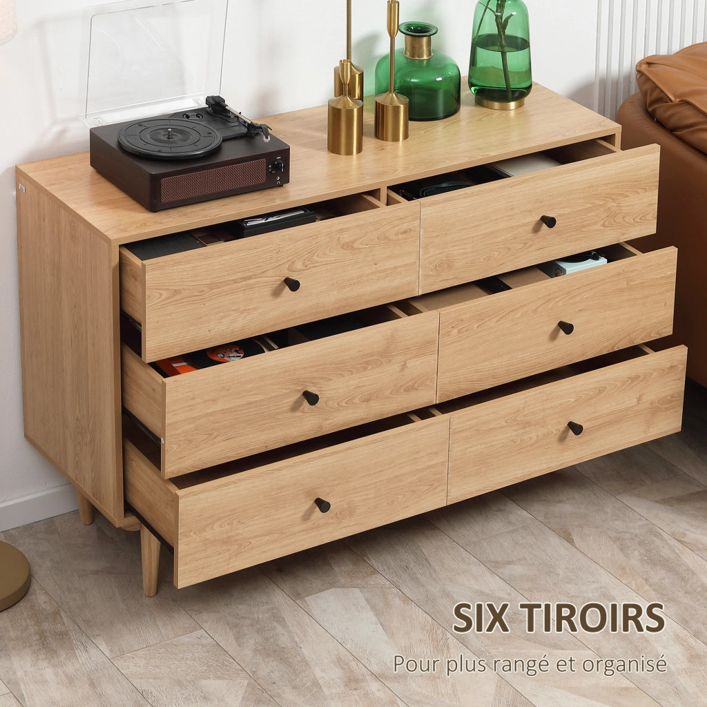 Cassettiera 6 cassetti legno massello ¨C Xylo ¨C Naturale 120x40x80 cm