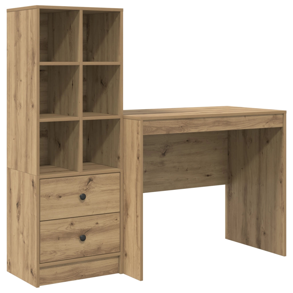 Scrivania con archiviazione Rovere artigianale Legno ingegnerizzato