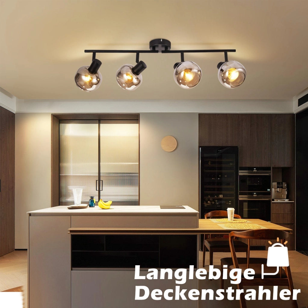 ZMH Faretto da soffitto vetro grigio fumé girevoli 350° retrò per soggiorno cucina corridoio