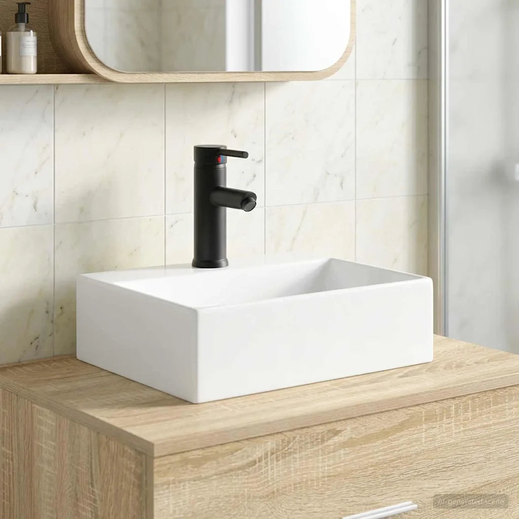 Lavabo da bagno Nero Opaco 39 x 30,5 x 12,5 cm Metallo 890221