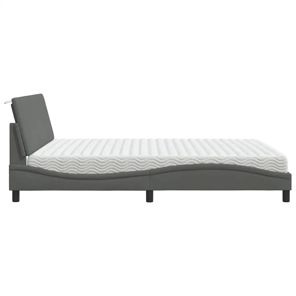Letto con Materasso Hanko Grigio Scuro 180x200 cm Tessuto 3310546
