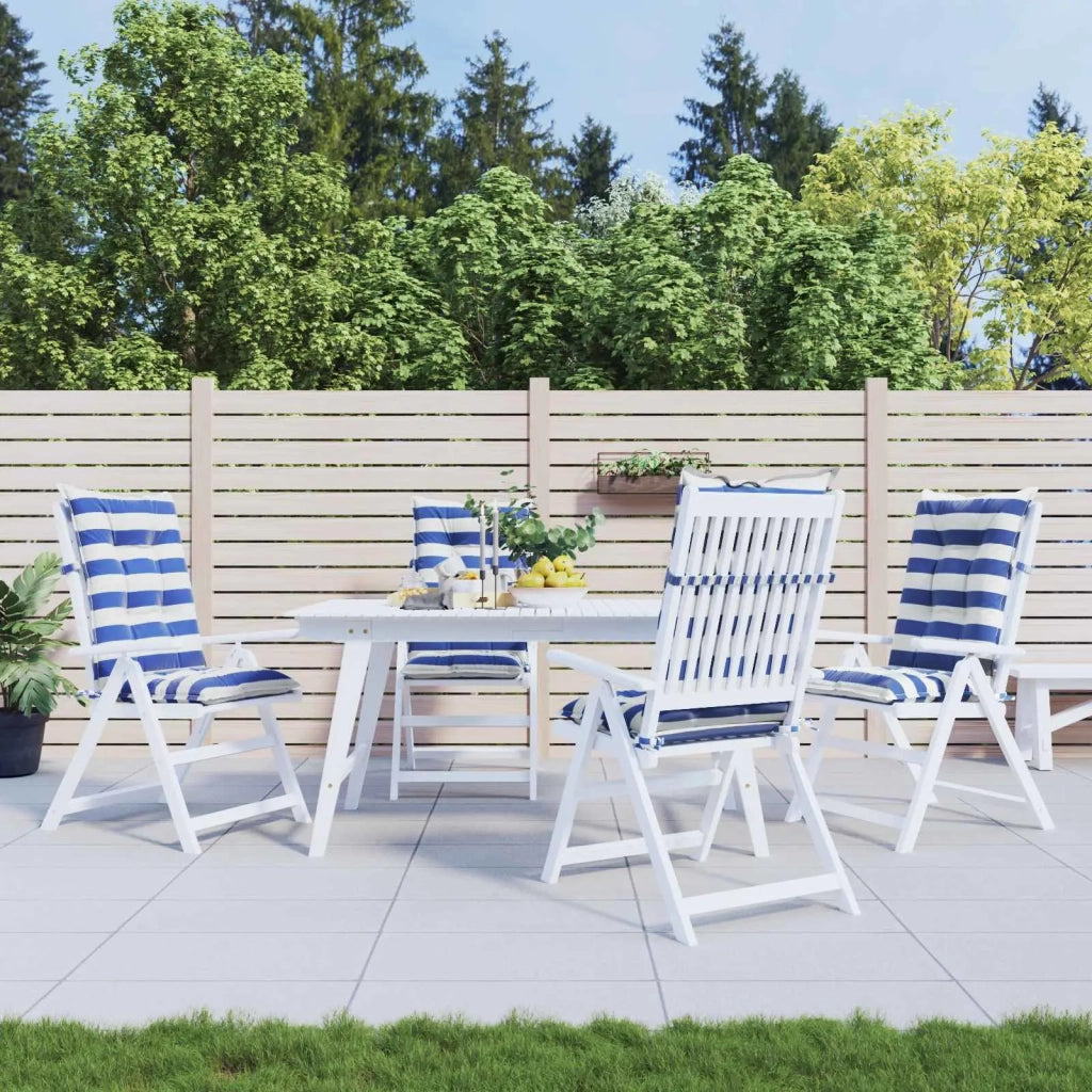 Cuscino da Esterno 4 pcs Blu e Bianco 120 x 50 x 7 cm Tessuto