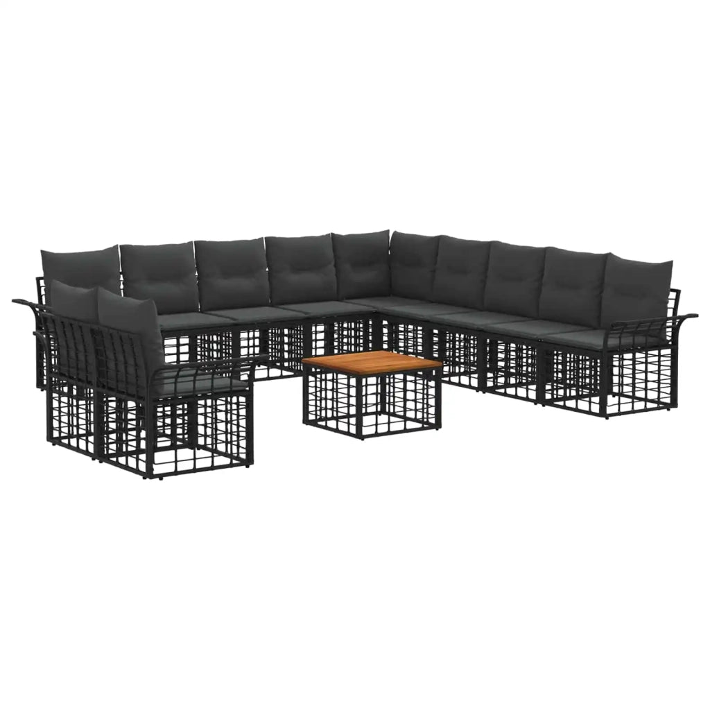 Set di divani da esterno 12 pcs Nero e Grigio scuro Poliestere 3437725