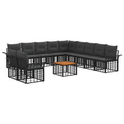 Set di divani da esterno 12 pcs Nero e Grigio scuro Poliestere 3437725