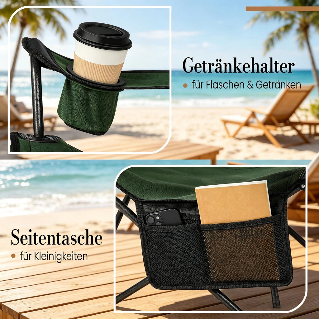 SEDIA Pieghevole Reclinabile con Poggiapiedi Estraibile 115x84x88,5 cm Verde