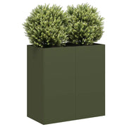 Fioriera-Vaso-Contenitore per Piante Verde Oliva 80x40x80 cm in Acciaio Laminato a Freddo